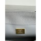 SMALL FLAP BAG WITH TOP HANDLE Grained Calfskin Grey-binding Gold Metal High