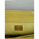 SMALL FLAP BAG WITH TOP HANDLE Grained Calfskin Yellow-binding Gold Metal High