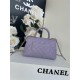 SMALL FLAP BAG WITH TOP HANDLE Grained Calfskin Purple-binding Gold Metal High