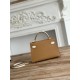 Hermes Kelly Mini II Bag Epsom Leather WAX-Bicolor Biscuit/Craie High