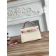 Hermes Kelly Mini II Bag Epsom Leather WAX-Bicolor Craie/Mauve Sylvestre High