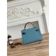 Hermes Kelly Mini II Bag Epsom Leather WAX-Bicolor Denim Fonce/Ecorce/Sesame High