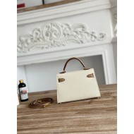 Hermes Kelly Mini II Bag Epsom Leather WAX-Bicolor Craie/Chai High