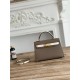 Hermes Kelly Mini II Bag Epsom Leather WAX-Bicolor Etoupe/Craie High