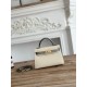 Hermes Kelly Mini II Bag Epsom Leather WAX-Bicolor Craie/Gris Glacier High