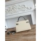 Hermes Kelly Mini II Bag Epsom Leather WAX-Bicolor Craie/Gris Glacier High