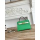 Hermes Kelly Mini II Bag Epsom Leather WAX-Bicolor Vert Comics/Craie High