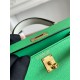 Hermes Kelly Mini II Bag Epsom Leather WAX-Bicolor Vert Comics/Craie High