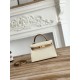 Hermes Kelly Mini II Bag Epsom Leather WAX-Bicolor Craie/Biscuit High