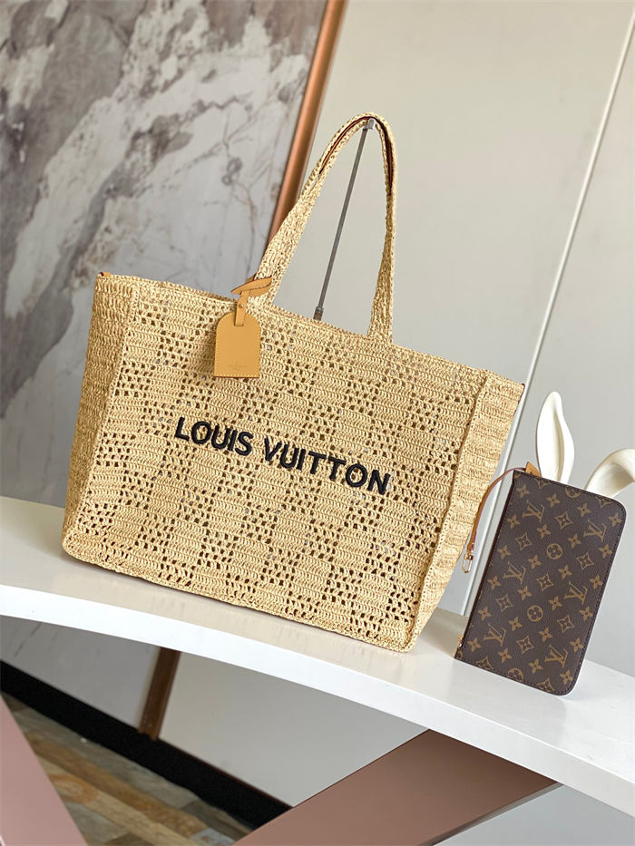 Louis Vuitton Summer Shopper Tote MM Damier Raffia M25008 High