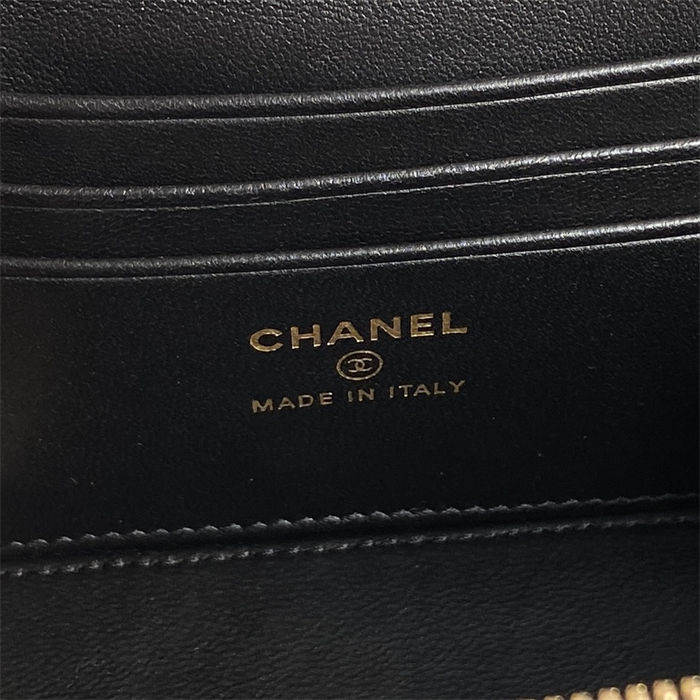 Chanel VANITY WITH CHAIN AP2199 Patent Calfskin Gold-Tone Metal Black High