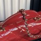 MINI FLAP BAG WITH TOP HANDLE AS2431 Patent Calfskin Gold-Tone Metal Red A