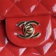 MINI FLAP BAG WITH TOP HANDLE AS2431 Patent Calfskin Gold-Tone Metal Red A