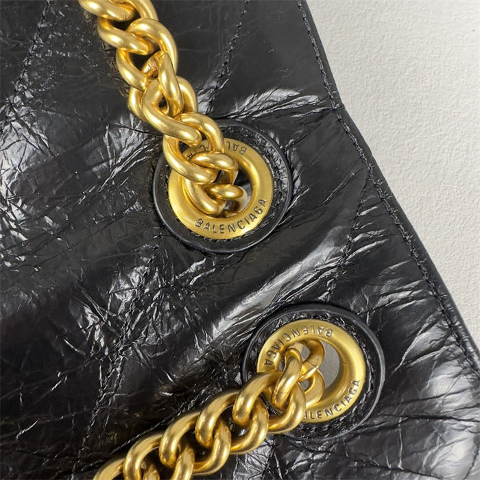 WOMEN'S CRUSH SMALL CHAIN BAG QUILTED crushed calfskin Black-Gold High