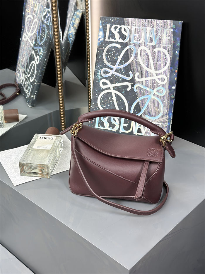 Mini Puzzle bag in classic calfskin Dark Burgundy High