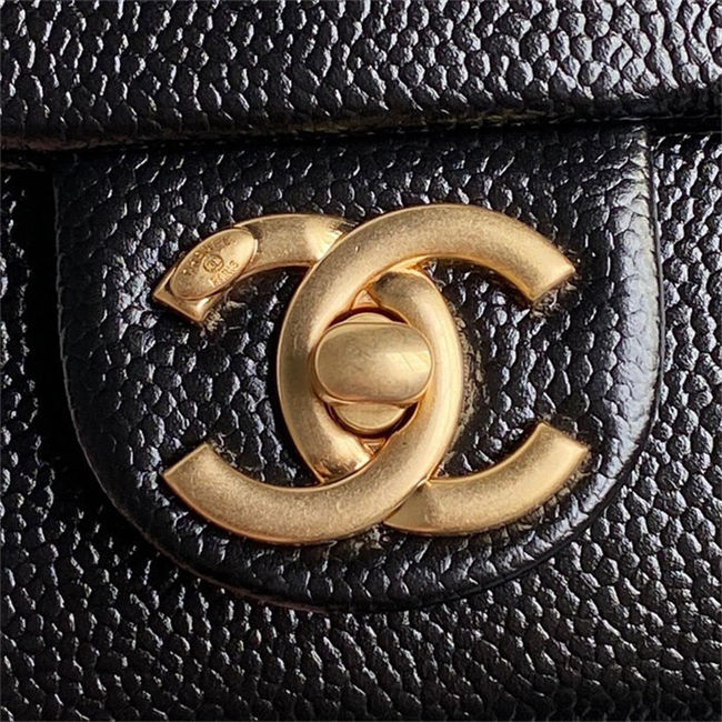 Chanel MAXI CLUTCH BAG AS5182 Grained Shiny Calfskin & Gold-Tone Metal Black High