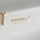 Chanel SMALL FLAP BAG AS5186 Grained Shiny Calfskin & Gold-Tone Metal White High