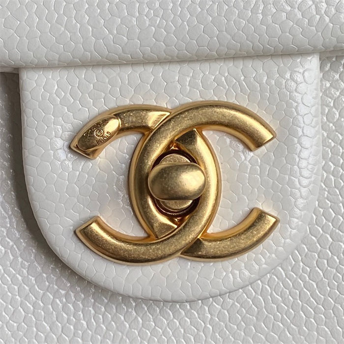 Chanel MINI FLAP BAG AS5218 Grained Shiny Calfskin & Gold-Tone Metal White High