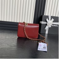 Chanel MINI FLAP BAG AS5218 Grained Shiny Calfskin & Gold-Tone Metal Burgundy High