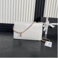 Chanel FLAP BAG AS5180 Grained Shiny Calfskin & Gold-Tone Metal White High