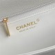 Chanel FLAP BAG AS5180 Grained Shiny Calfskin & Gold-Tone Metal White High