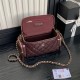 VANITY CASE AS5222 Shiny Crumpled Lambskin & Gold-Tone Metal Brown High