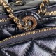 VANITY CASE AS5222 Shiny Crumpled Lambskin & Gold-Tone Metal Black High