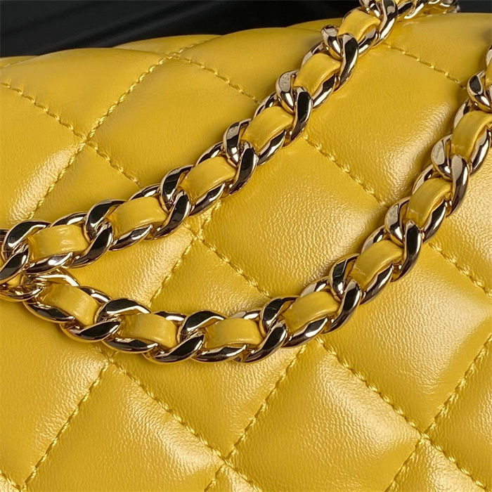 VANITY CASE AS5222 Shiny Crumpled Lambskin & Gold-Tone Metal Yellow High