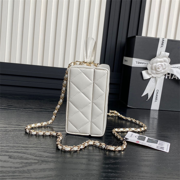 Chanel SMALL BOX BAG AS5167 Lambskin & Gold Metal White High