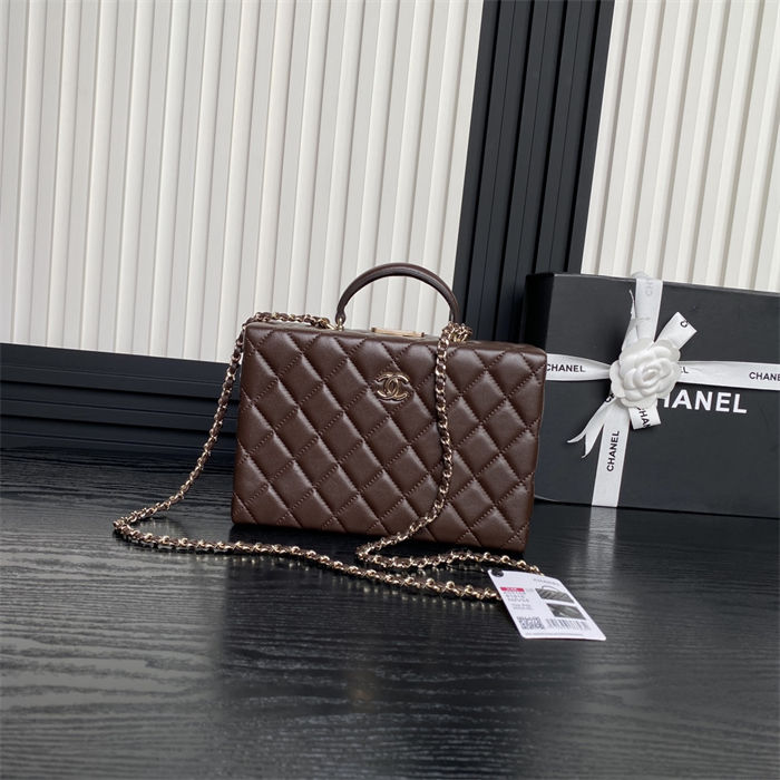 Chanel BOX BAG AS5168 Lambskin & Gold Metal Brown High