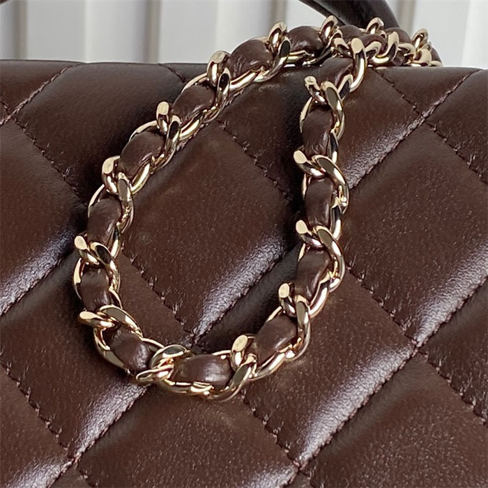 Chanel BOX BAG AS5168 Lambskin & Gold Metal Brown High