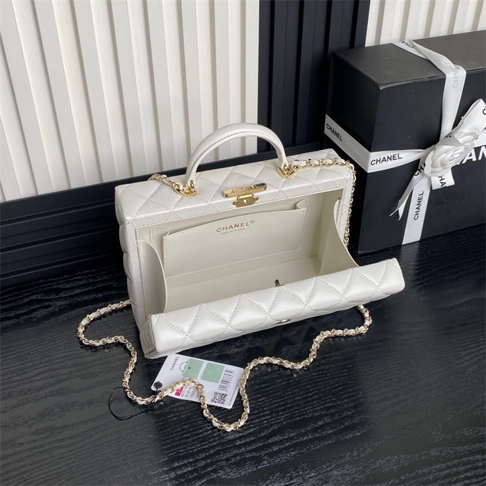 Chanel BOX BAG AS5168 Lambskin & Gold Metal White High