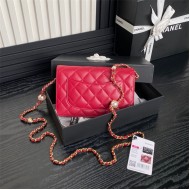 Chanel WALLET ON CHAIN AP4282 Shiny Lambskin, Imitation Pearls & Gold-Tone Metal Red High