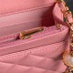 Chanel WALLET ON CHAIN AP4282 Shiny Lambskin, Imitation Pearls & Gold-Tone Metal Pink High