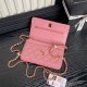 Chanel WALLET ON CHAIN AP4282 Shiny Lambskin, Imitation Pearls & Gold-Tone Metal Pink High