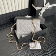 Chanel WALLET ON CHAIN AP4282 Shiny Lambskin, Imitation Pearls & Gold-Tone Metal Grey High