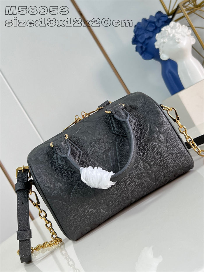 Louis Vuitton SPEEDY BANDOULIÈRE 20 Embossed grained cowhide leather M58953 Pewter High