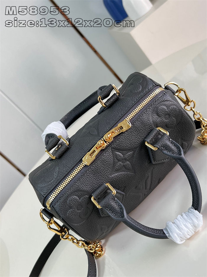 Louis Vuitton SPEEDY BANDOULIÈRE 20 Embossed grained cowhide leather M58953 Pewter High