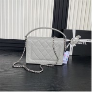 Chanel SMALL FLAP BAG WITH TOP HANDLE AS5166 Grained Calfskin Grey High