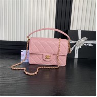 Chanel SMALL FLAP BAG WITH TOP HANDLE AS5166 Grained Calfskin Pink High