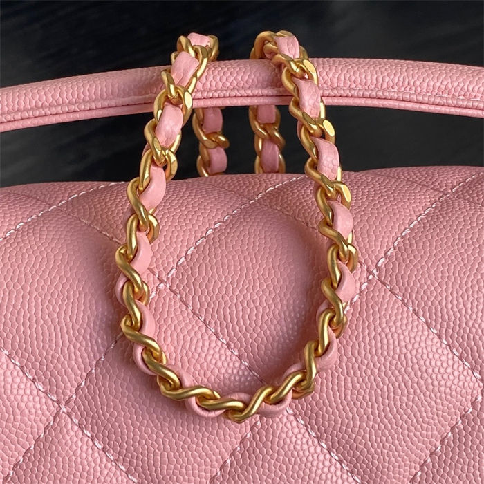 Chanel SMALL FLAP BAG WITH TOP HANDLE AS5166 Grained Calfskin Pink High