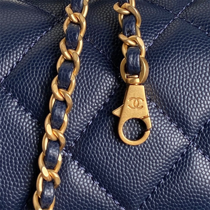 Chanel MINI FLAP BAG WITH TOP HANDLE AS5165 Grained Calfskin Blue High