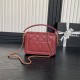 Chanel MINI FLAP BAG WITH TOP HANDLE AS5165 Grained Calfskin Burgundy High