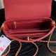 Chanel MINI FLAP BAG WITH TOP HANDLE AS5165 Grained Calfskin Burgundy High