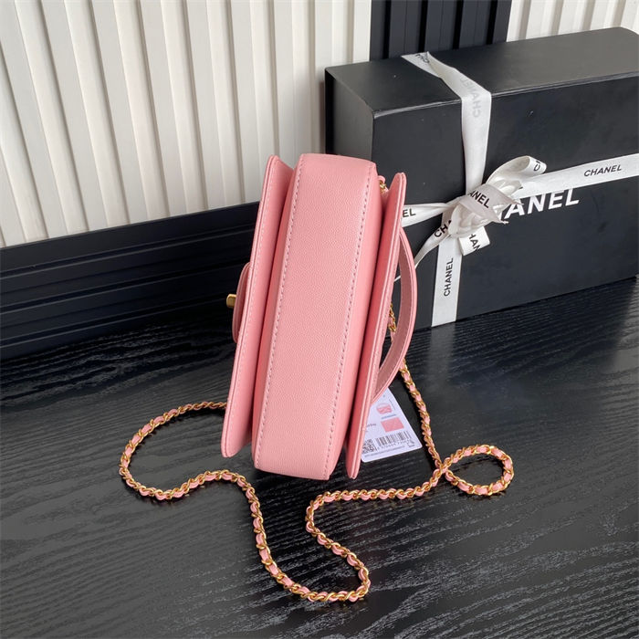 Chanel MINI FLAP BAG WITH TOP HANDLE AS5165 Grained Calfskin Pink High