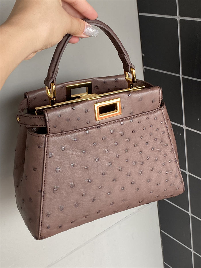 PEEKABOO MINI ostrich leather bag High