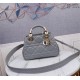 LADY 95.22 SMALL BAG Cannage Calfskin Grey High