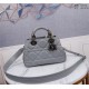 LADY 95.22 SMALL BAG Cannage Calfskin Grey High