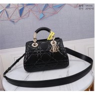 LADY 95.22 SMALL BAG Cannage Calfskin Black High