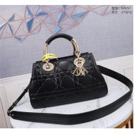 LADY 95.22 MEDIUM BAG Cannage Calfskin Black High